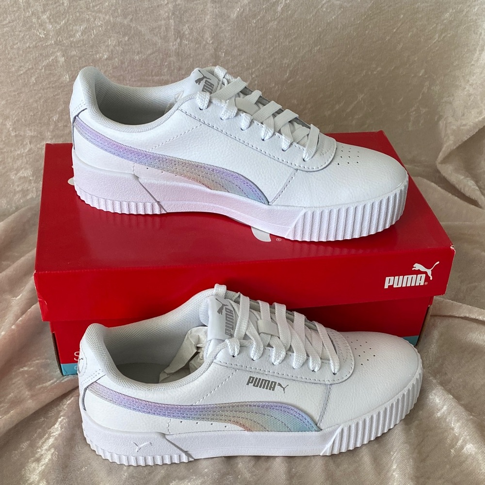 Puma Women's White Sneakers with Iridescent Detail